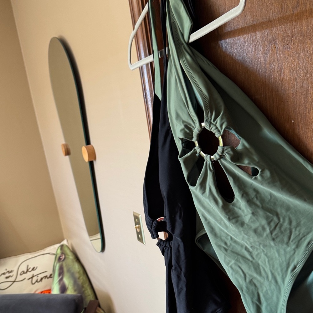 Green and Black Cutout Swimsuit